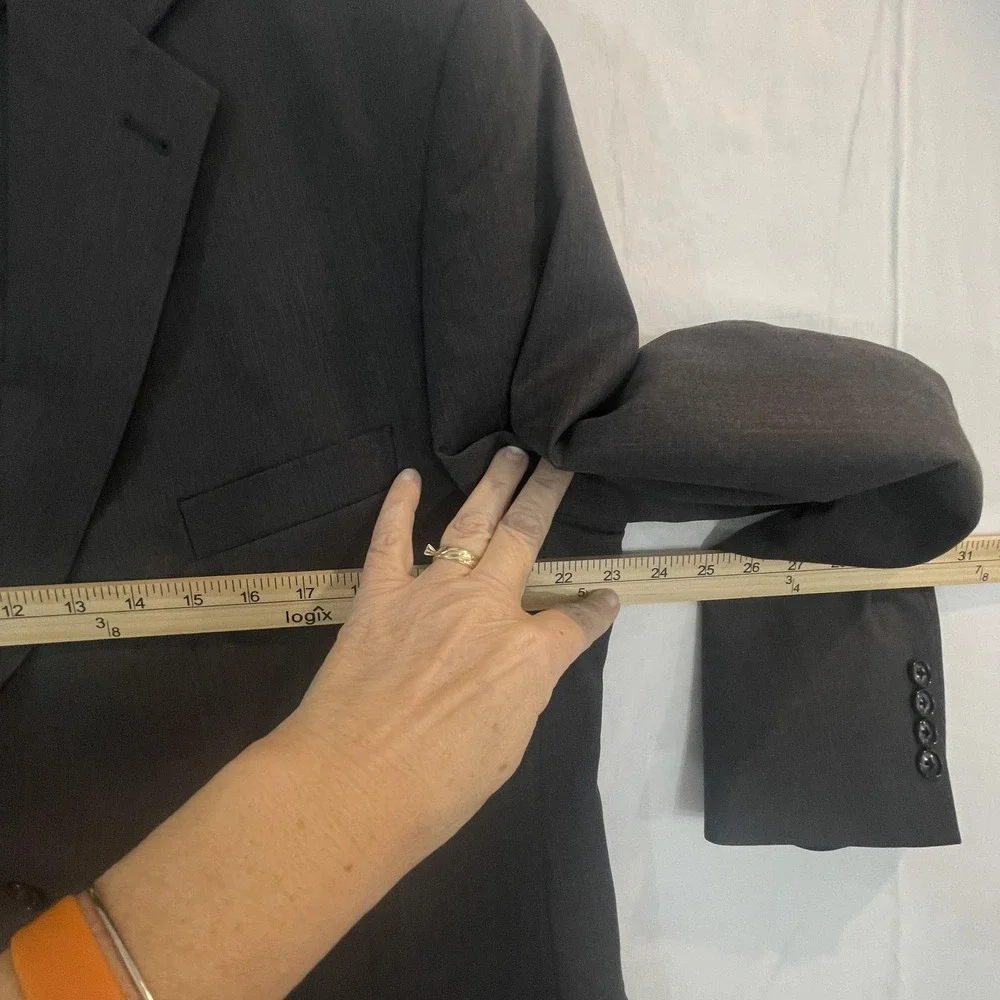 Roundtree & Yorke Blazer Mens 46L Gray 100% Wool Two Button Dillard's‎ Jacket